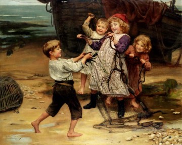  Kind Kunst - Der Tag fangen idyllische Kinder Arthur John Elsley